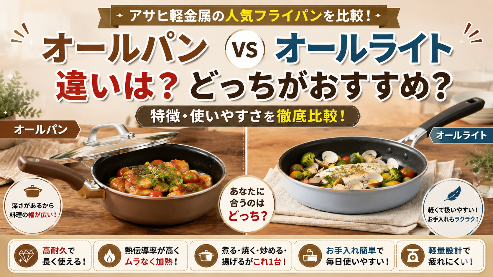 アサヒ軽金属オールパンとオールライトの違いは?どっちがおすすめか徹底比較!