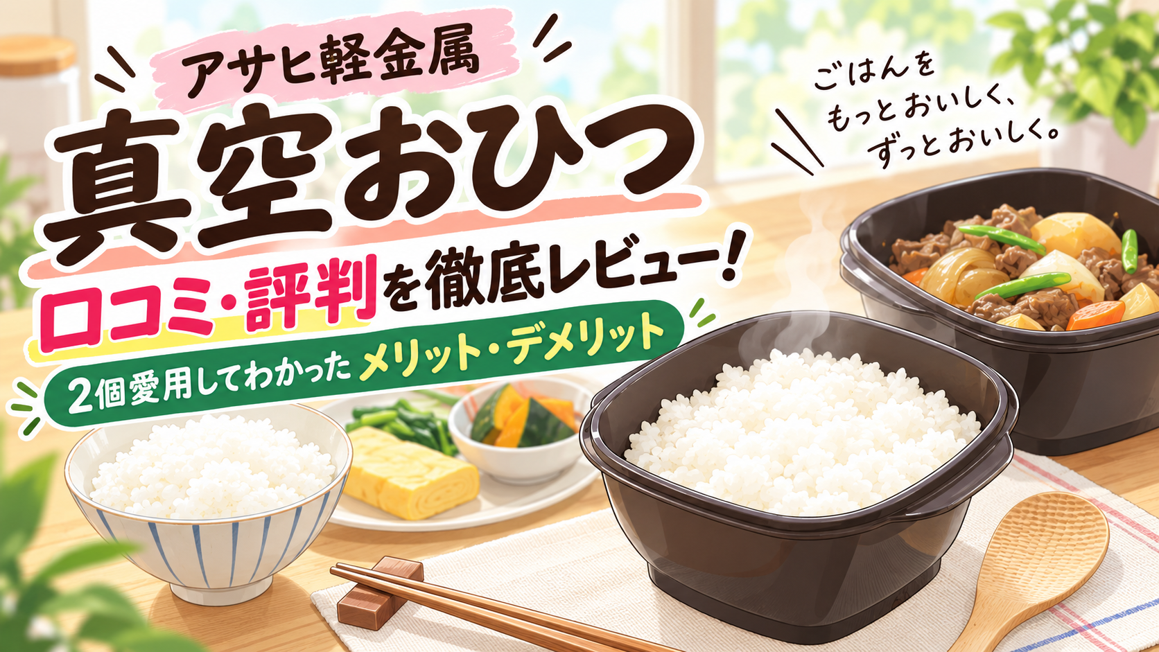 アサヒ軽金属 真空おひつの口コミ・評判は?2個愛用者がデメリットや使い方まで徹底レビュー!